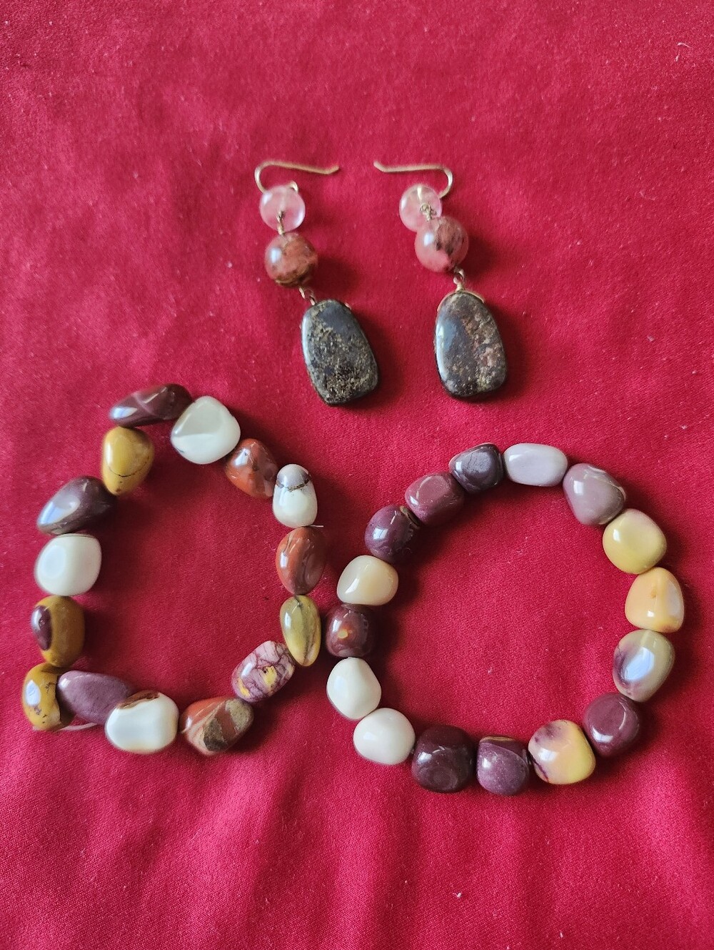 Multi-Color Stone Beaded Bracelet & Earrings